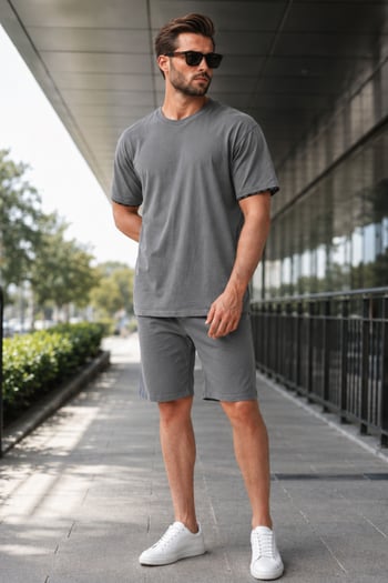Madmext Füme Basic Erkek Şort T-Shirt Takımı E7307
