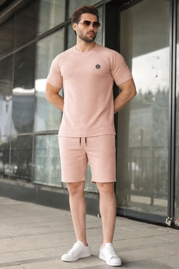 Madmext Basic Camel Erkek Şort Takım 4577