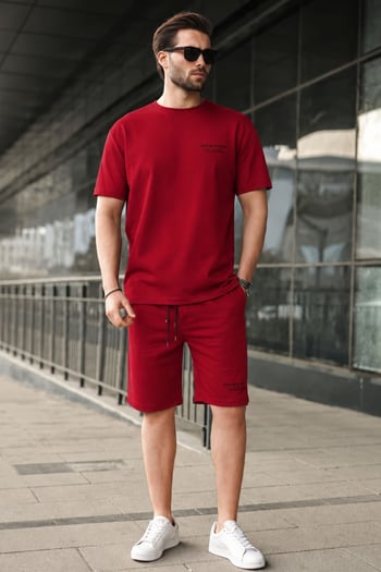 Madmext Men Printed Maroon Shorts Outfit 5820