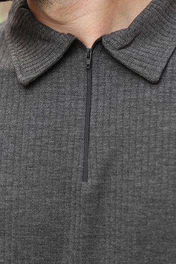 Antrasit Polo Yaka T-shirt Şort Takım E7363