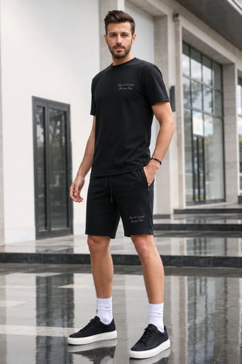 Madmext Men Printed Black Shorts Outfit 5820