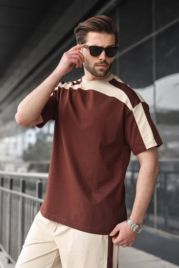 Acı Kahverengi Erkek Şort T-shirt Takımı E7346