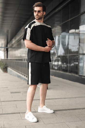 Siyah Erkek Şort T-shirt Takımı E7346
