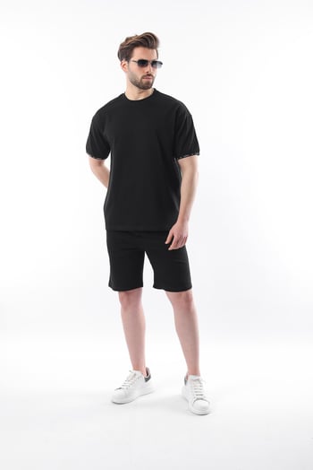 Madmext Siyah Basic Erkek Şort T-Shirt Takımı E7307