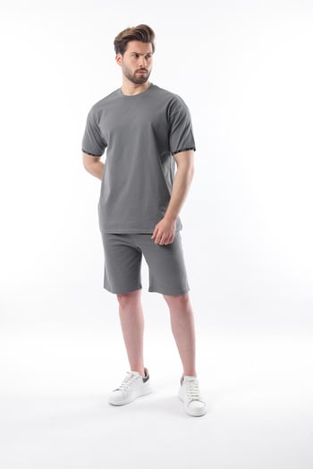 Madmext Füme Basic Erkek Şort T-Shirt Takımı E7307