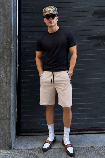 Men Beige Basic Shorts 5464 