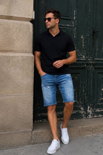 Erkek Mavi Slim Fit Jean Şort 6350