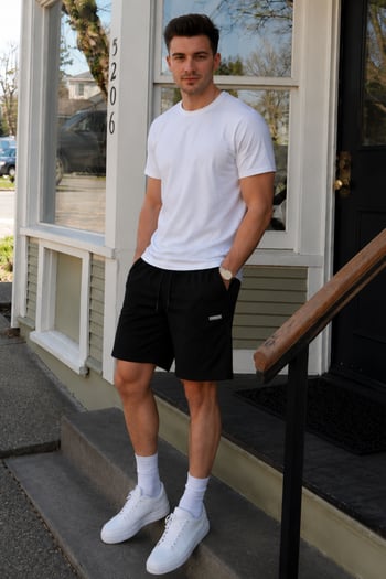 Madmext Men Black Capri Shorts 5448
