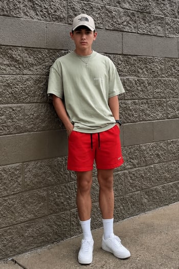 Madmext Men Red Capri Shorts 5448
