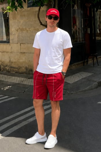 Madmext Maroon Capri Shorts 4849
