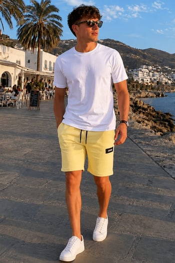 Men Yellow Capri Shorts