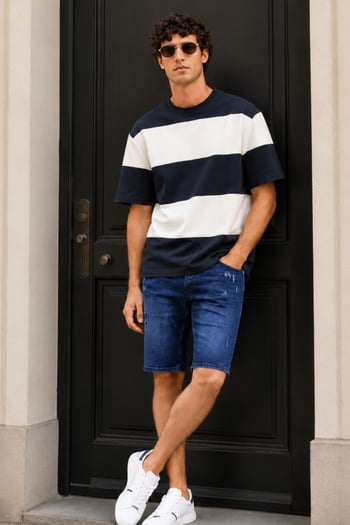 İndigo Slim Fit Erkek Kot Şort 6351