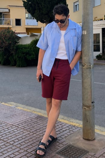 Madmext Maroon Capri Shorts 5410