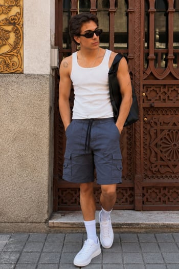 Smoke Gray Capri Shorts with Cargo Pockets 5737