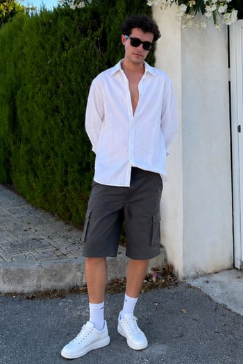 Smoke Gray Capri Shorts with Cargo Pockets 5473