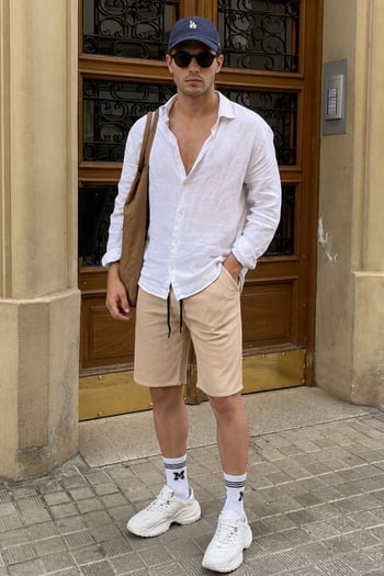 Madmext Beige Capri Shorts 5410