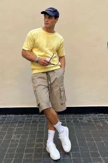 Beige Capri Shorts with Cargo Pockets 5473