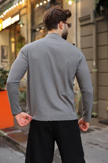 Füme Yarım Balıkçı Yaka Slim Fit Erkek Sweatshirt E7202