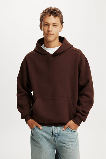 Kahverengi Kapüşonlu Kanguru Cep Erkek Sweatshirt E7169