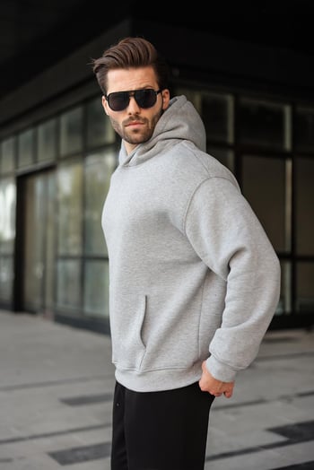 Grimelanj Kapüşonlu Kanguru Cep Erkek Sweatshirt E7169