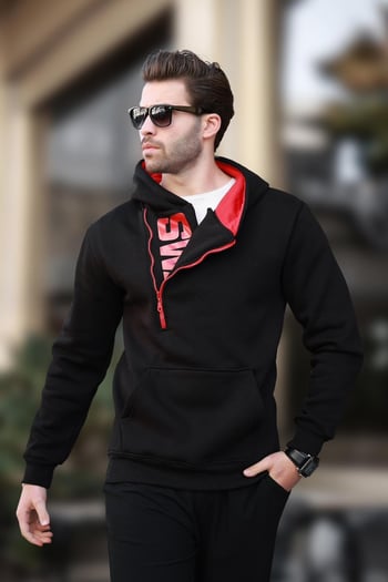 Black Zipped Hoodie Sweatshirt 1767