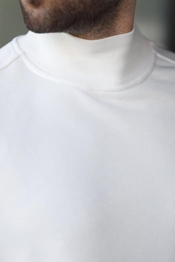 Ekru Yarım Balıkçı Yaka Erkek Basic Sweatshirt E7158
