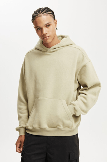 Bej Kapüşonlu Kanguru Cep Erkek Sweatshirt E7169