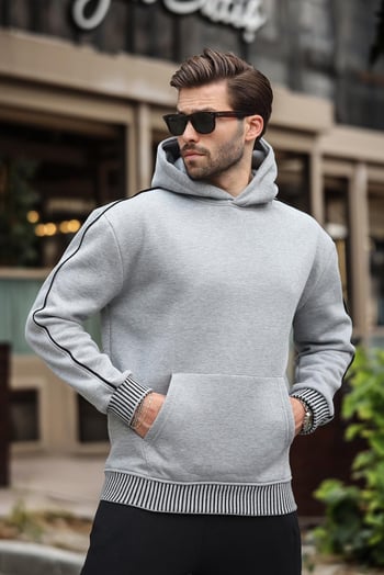 Grimelanj Kapüşonlu Kanguru Cep Erkek Sweatshirt E7163