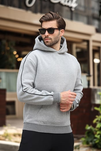 Grimelanj Kapüşonlu Kanguru Cep Erkek Sweatshirt E7163