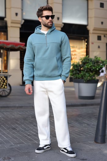 Mavi Kanguru Cepli Kapüşonlu Erkek Sweatshirt E7218