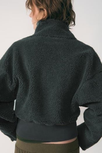 Füme Fermuar Yaka Kürklü Kadın Sweatshirt MG2261