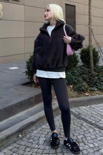 Füme Peluş Fermuar Yaka Sweatshirt MG1413