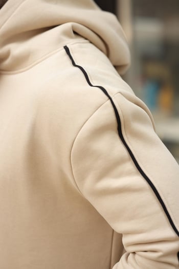 Bej Kapüşonlu Kanguru Cep Erkek Sweatshirt E7163