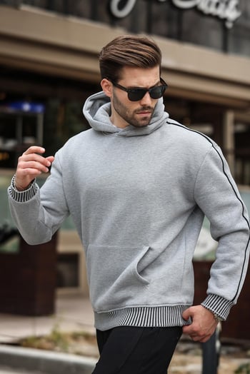 Grimelanj Kapüşonlu Kanguru Cep Erkek Sweatshirt E7163