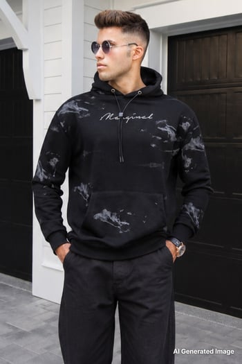 Black Printed Hoodie Sweatshirt 5291