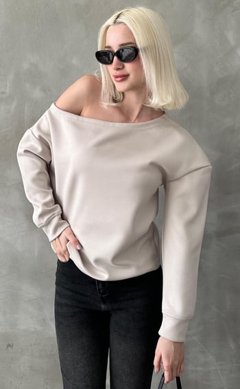Taş Kayık Yaka Basic Sweatshirt MG2228