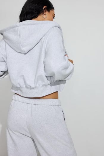 Karmelanj Crop Kapşonlu Fermuarlı Kadın Sweatshirt MG2608
