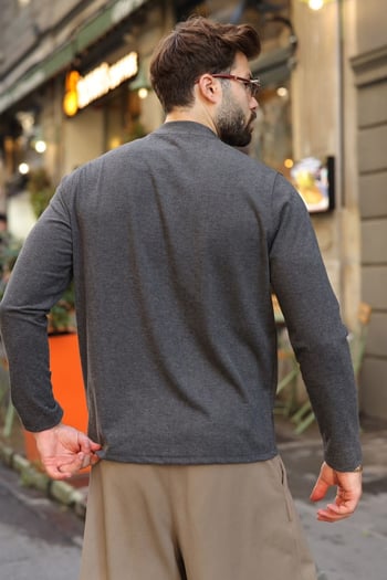 Antrasit Yarım Balıkçı Yaka Slim Fit Erkek Sweatshirt E7202