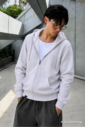 Marl Snow Regular Fit Hoodie Sweatshirt 6033