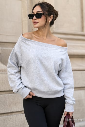 Karmelanj Kayık Yaka Kadın Sweatshirt MG2239