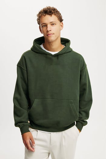 Haki Kapüşonlu Kanguru Cep Erkek Sweatshirt E7169