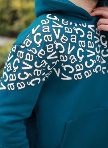 Petrol Yeşili Baskılı Kapüşonlu Erkek Sweatshirt E7160
