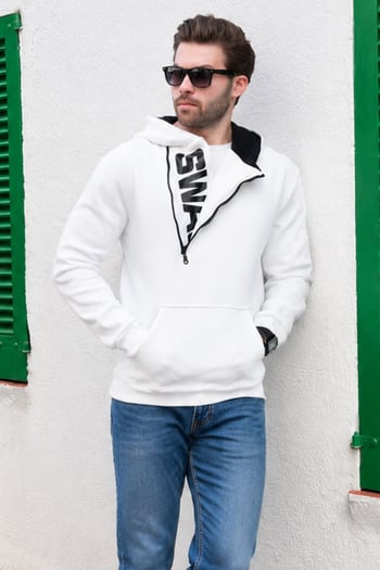 White Zipped Hoodie Sweatshirt 1767