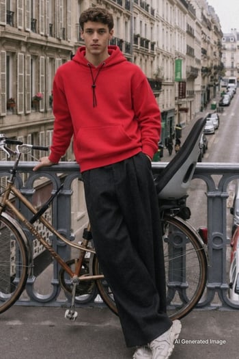 Madmext Basic Red Men Hooded Sweatshirt 4764