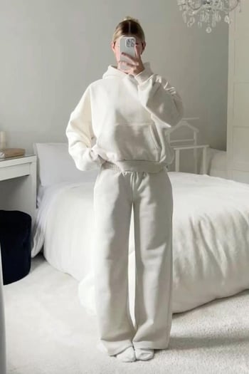 Ekru Kapüşonlu Şardonlu Oversize Cepli Sweatshirt MG2206