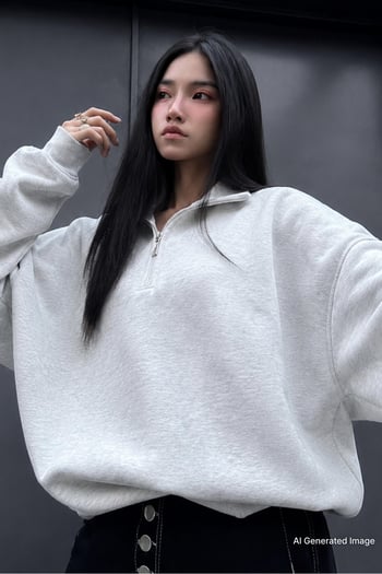 Grimelanj Fermuar Detaylı Oversize Sweatshirt MG1933