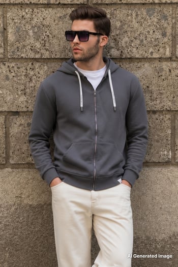 Füme Fermuarlı Kapüşonlu Sweatshirt 6161