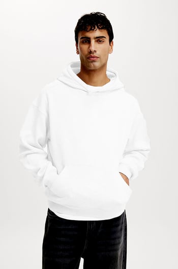 Ekru Kapüşonlu Kanguru Cep Erkek Sweatshirt E7169