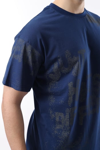 Lacivert Baskılı Erkek T-shirt E7115