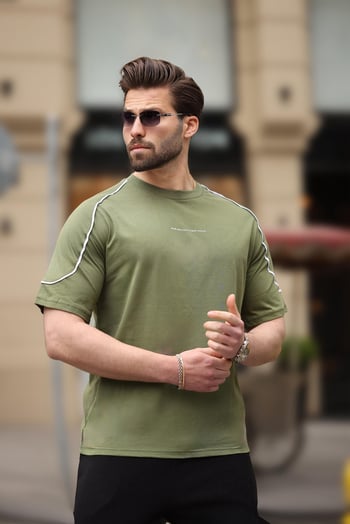 Haki Bisiklet Yaka Basic Tişört E7132
